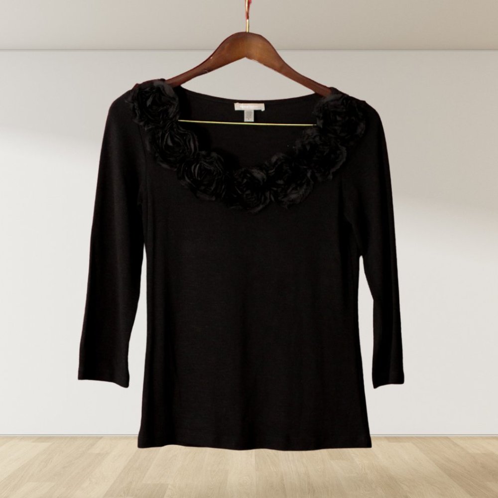 Forever Fashion Black 3/4 Length Sleeve Top